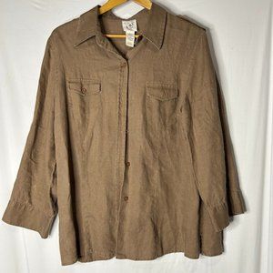 Chaus Organic Women's Button Down 100 Linen‎ Size Large